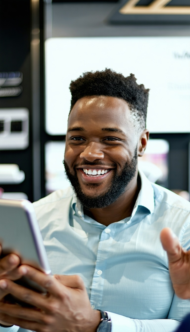 happy sales person with ipad-1